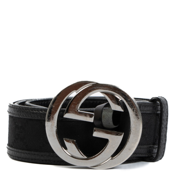 Gucci black monogram belt discount