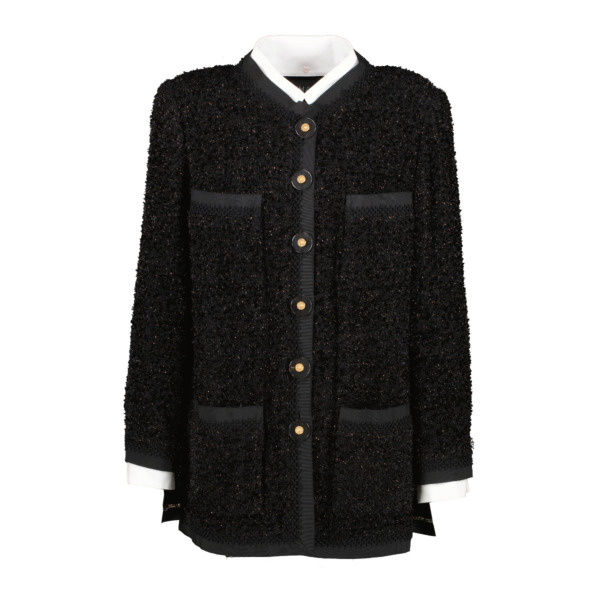 sheller シェリエ check tweed cardigan ブラック sheller check tweed cardigan 新品