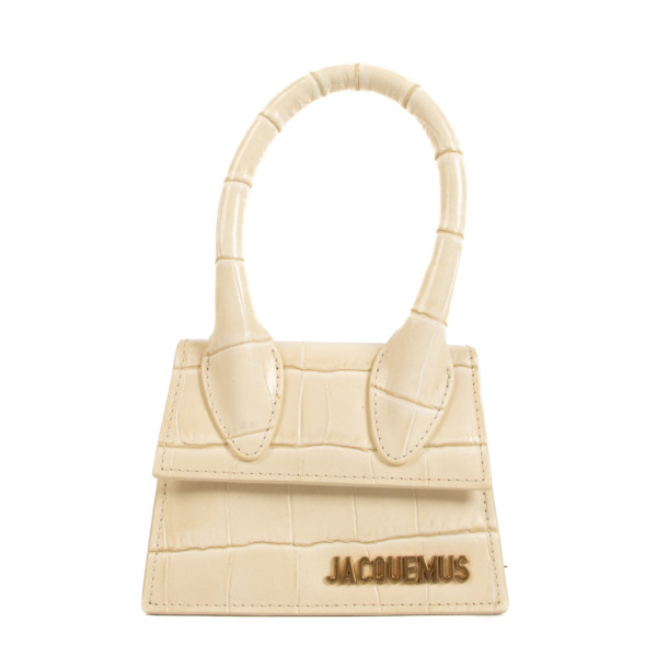 Jacquemus Le Chiquito Ivory Crocodile Embossed Leather Labellov Buy and