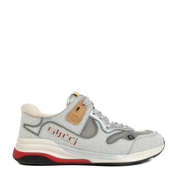 Gucci Silver Glitter Ultrapace Sneakers size 39 5 Labellov Buy and Sell Authentic Luxury