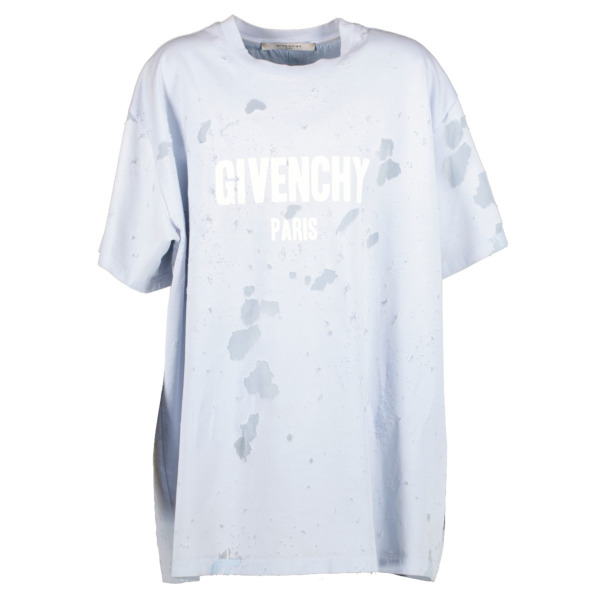 関税込【READYMADE】distressed logo ダメージ ロゴ Tシャツ Givenchy Blue Distressed Logo T-shirt - Size M ○ Labellov