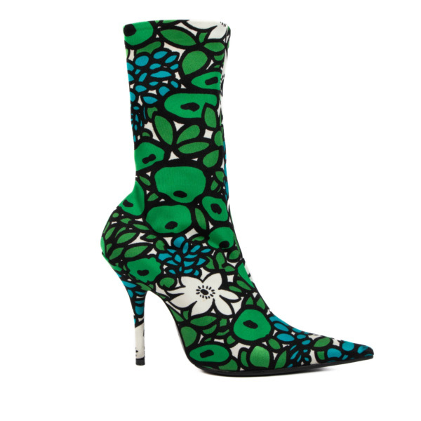 Balenciaga Multicolor Floral Print Knife Ankle Boots - Size