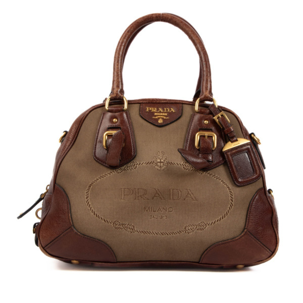 Prada Logo Jacquard Canvas Satchel Bag ○ Labellov ○ Buy