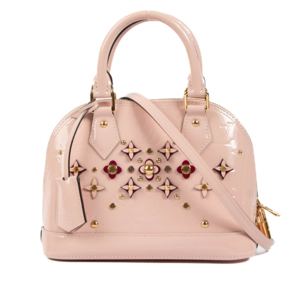 Louis Vuitton Pink Flowers Monogram Vernis Alma BB Labellov