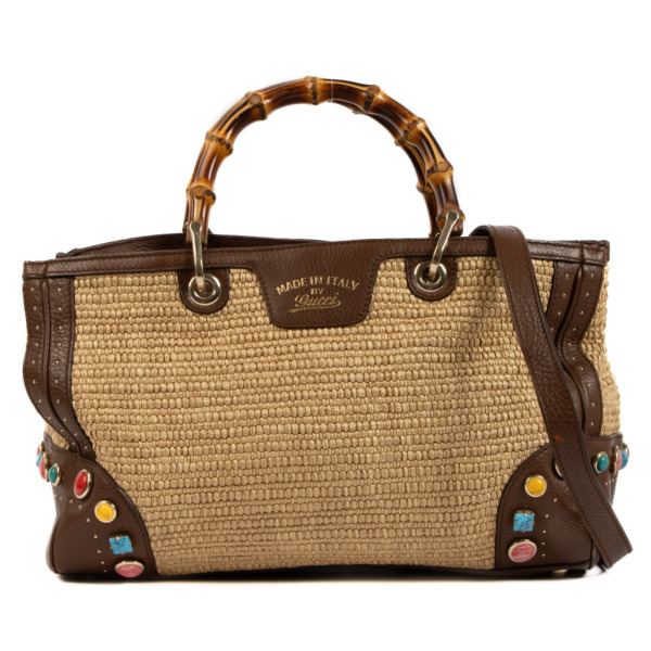 Gucci Raffia Medium Bamboo Shopper Bag ○ Labellov ○ Buy