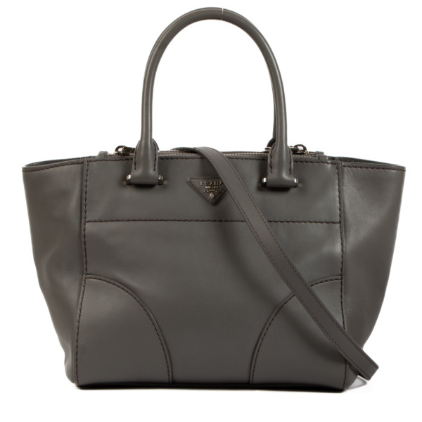 Prada Grey City Calf Twin Pocket Tote Bag ○ Labellov ○ Buy and