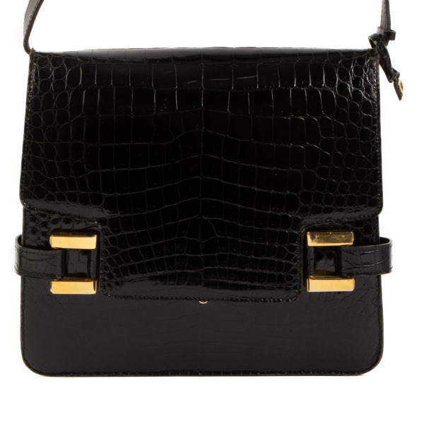 【初回限定】 Black Delvaux Crocodile Bag Shoulder Xylophone Leather バッグ
