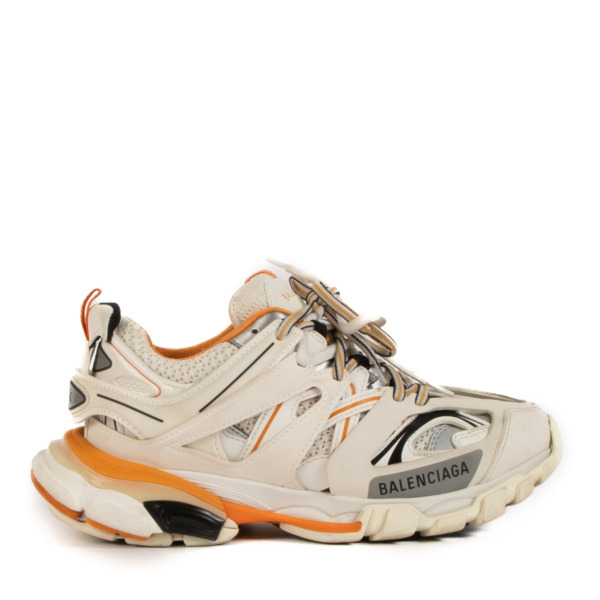 Balenciaga White and Orange Track Sneakers size 37 Labellov Buy and Sell Authentic Luxury