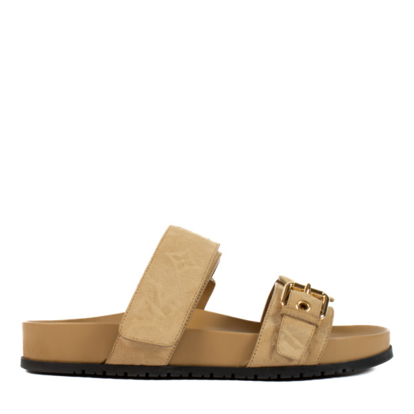 Louis Vuitton Beige Suede Bom Dia Sandals size 37 Labellov Buy