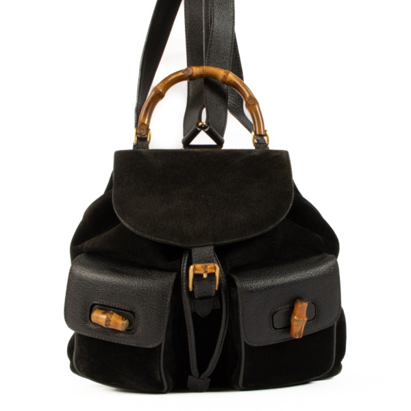 Gucci Black Suede Bamboo Backpack ○ Labellov ○ Buy and Sell