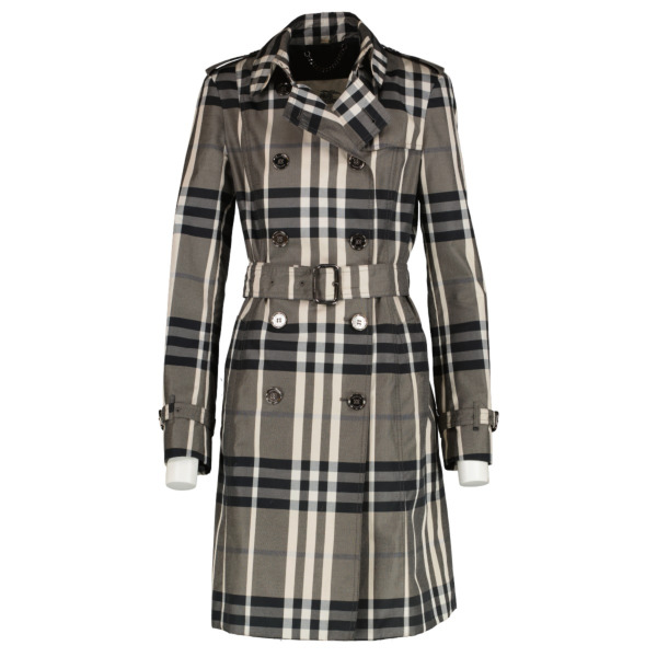 コート Burberry Check Cotton Trench Coat Burberry Check Panel Cotton Trench Coat | Black | FARFETCH