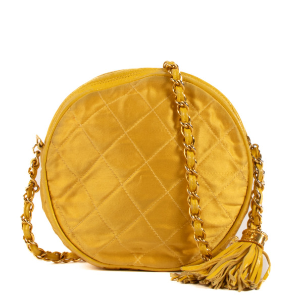 Chanel Vintage Yellow Quilted Round Crossbody Bag Labellov Buy and Sell Authentic Luxury