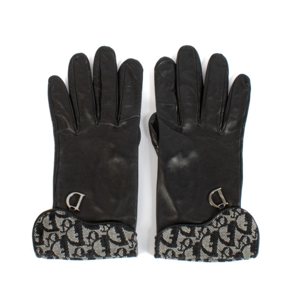 Christian Dior Black Leather Saddle Gloves ○ Labellov