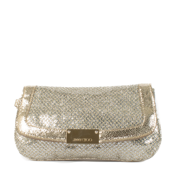 Jimmy choo gold sales clutch
