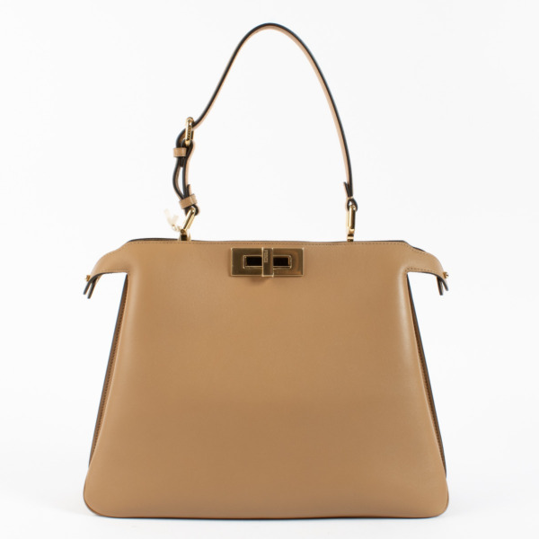 Fendi Capuccino Calfskin Peekaboo Soft Medium Bag