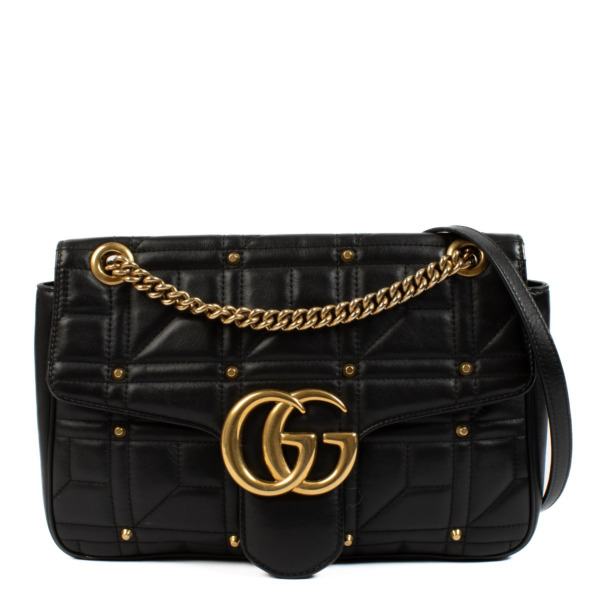 Gucci Black Studded GG Marmont Medium Bag ○ Labellov ○ Buy