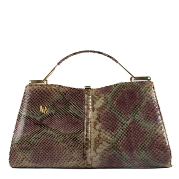 Christian Dior Purple Python Vintage Top Handle Bag