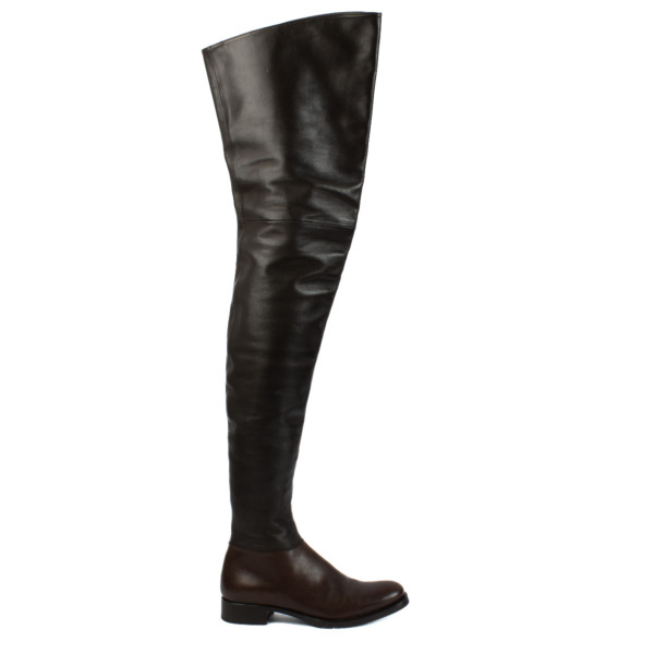 Prada Brown Leather Over The Knee Boots Size 37 Labellov Buy and Sell Authentic Luxury