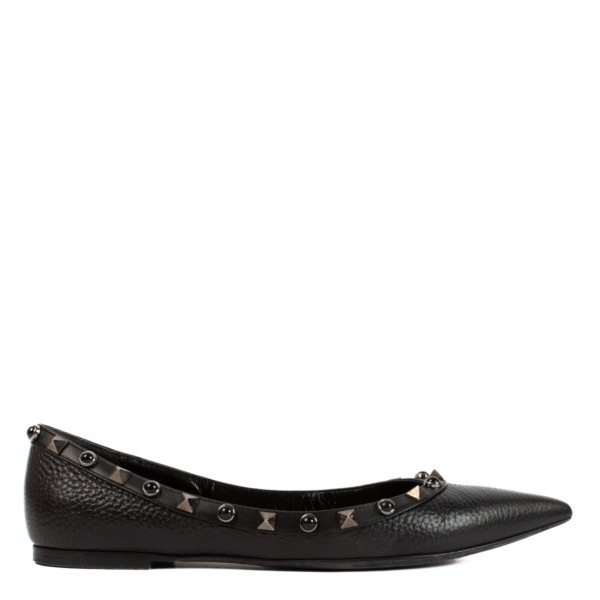 Valentino Garavani Black Studded Ballerina Flats Size 37 1 2 Labellov Buy and Sell Authentic Luxury
