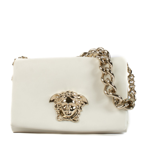 Versace White Leather Medusa Palazzo Empire Shoulder Bag