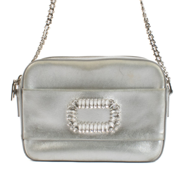 Roger Vivier Silver Leather Crystal Buckle Photocall Camera