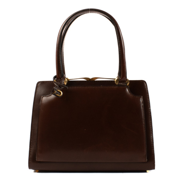 Used DELVAUX Brown Leather Mini Crossbody Bag with Logo and