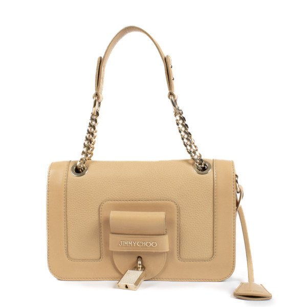 Jimmy Choo Beige Leather Padlock Chain Bag ○ Labellov ○ Buy and