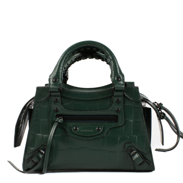 Balenciaga Green Crocodile Effect Neo Classic Mini Bag
