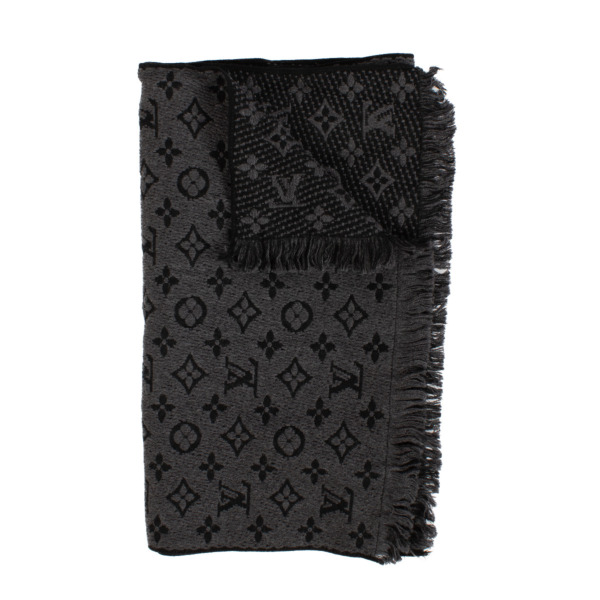 Louis Vuitton Charcoal Monogram Logomania Scarf ○ Labellov