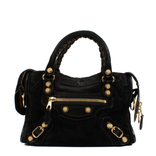 Balenciaga Black Suede Mini City Bag Labellov Buy and Sell Authentic Luxury