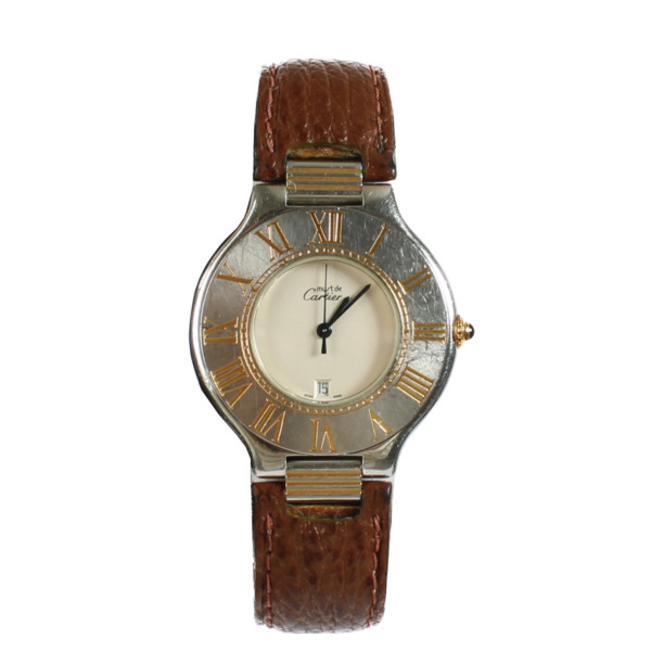 2025人気特価 ll16522_cartier_brown_leather_ 時計
