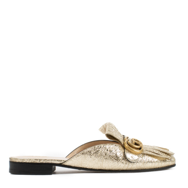GUCCI ゴールド ミュール 35C Gucci Lady Horsebit Metallic Leather Sandals | Saks Fifth Avenue