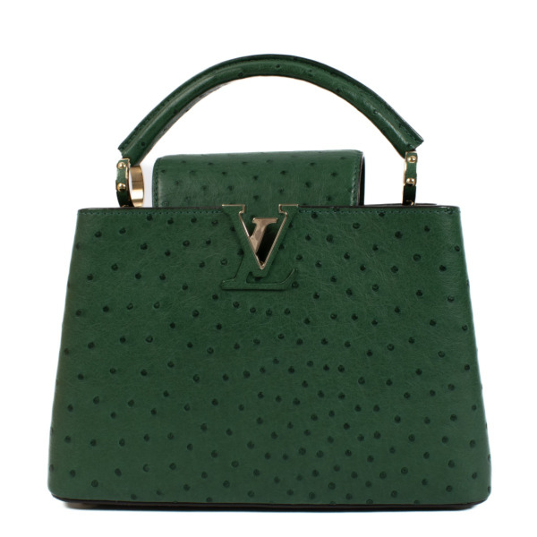 VUITTON グリーンバック Louis Vuitton Green Ostrich Capucines BB Bag ○ Labellov