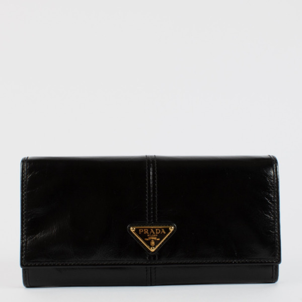 [Prada] Gold l Logo Wallet - Black / ☆送料込☆ Prada Saffiano Long Continental Zip Wallet Black Leather