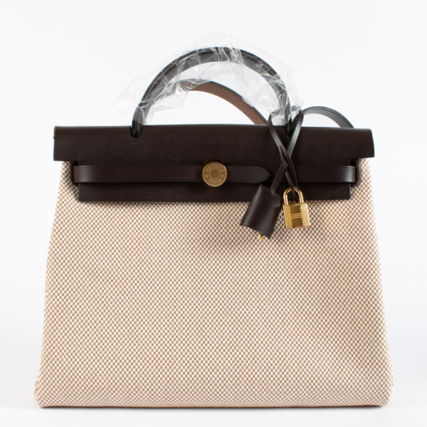 Hermès Herbag Zip 31 Ecru/Beige/Ebene Criss Viking/Hunter GHW