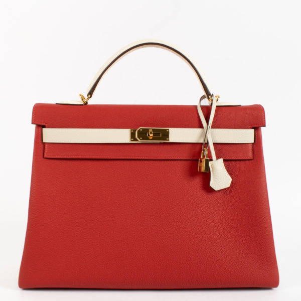 Hermès HSS Kelly 40 Rouge de Coeur/Craie Togo GHW ○ Labellov