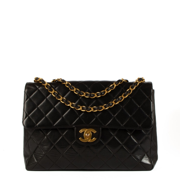Chanel lambskin quilted 2025 medium single flap black