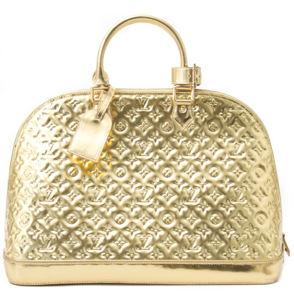 Louis Vuitton Gold Monogram Vernis Miroir Alma GM Dome Bag 3lv917