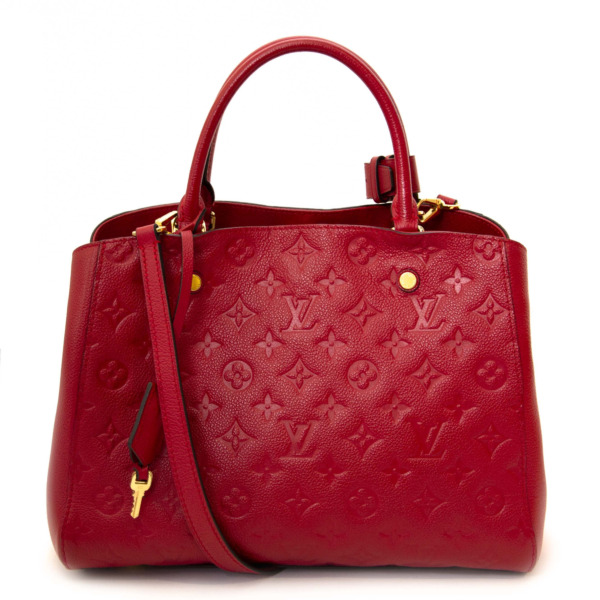 Rare Louis Vuitton Empreinte Montaigne MM Poppy Red M41194 Excellent  Condition