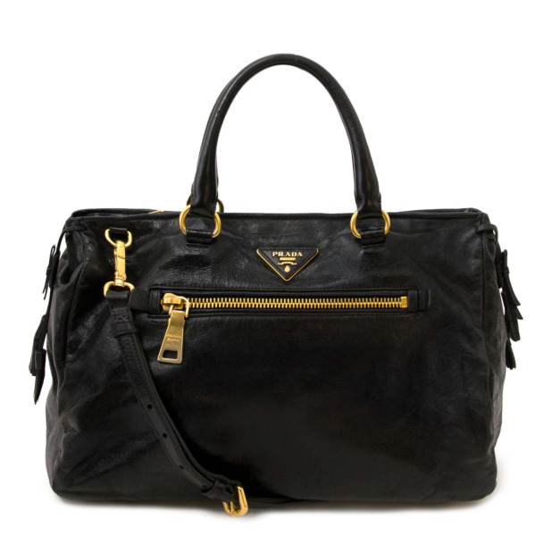Prada Black Front Zip Shoulder Bag Labellov Buy and Sell Authentic Luxury