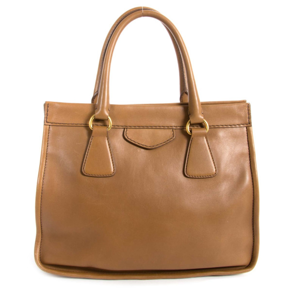 Prada Cognac Leather Tote Labellov Buy and Sell Authentic Luxury