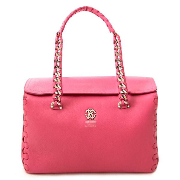 Roberto Cavalli Regina Chain Handle Pink Tote Bag Labellov Buy and Sell ...