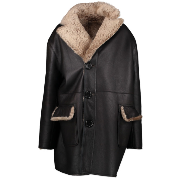 Marni Black Lamb Leather Reversible Shearling Coat - size FR40 Labellov ...