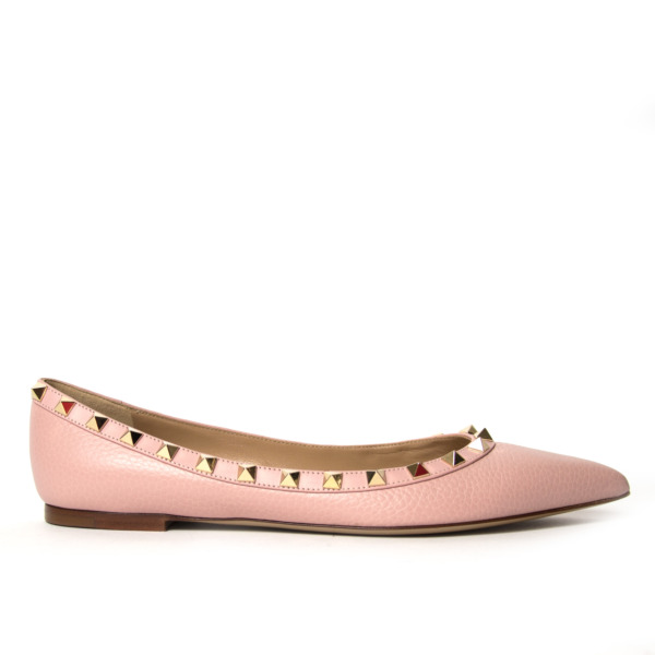 Valentino Baby Pink Rockstuds Flats - Size 38 Labellov Buy and Sell ...