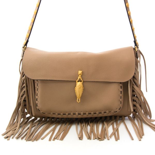Valentino Beige CRockee Scarab Fringe Shoulder Bag Labellov Buy and