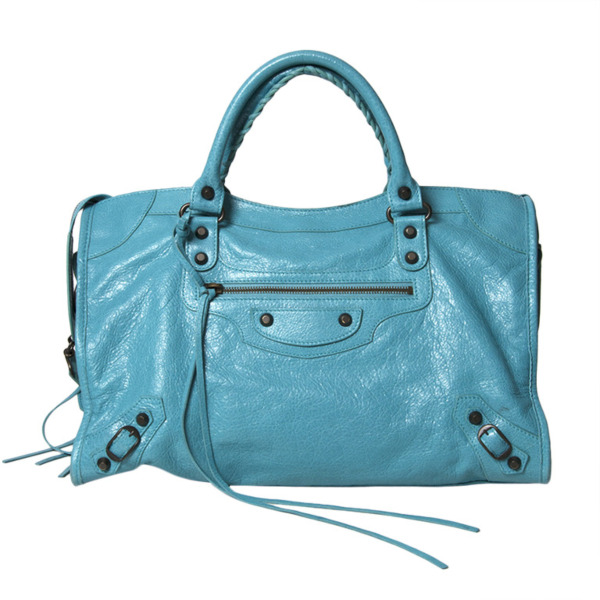Vintage excellent condition Balenciaga City Motorcycle Bag Turquoise Labellov Buy and Sell Authentic Luxury